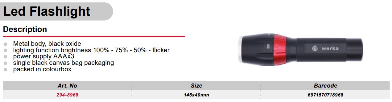 چراغ قوه Werka 294-8968 LED Flashlight